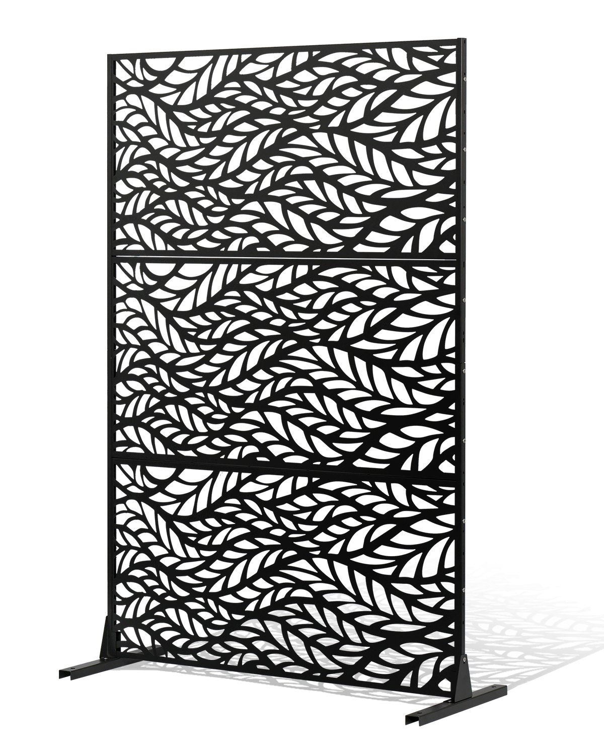 VEVOR Metal Privacy Screen, 47" W x 72" H, Outdoor Privacy Screens & Panels, Freestanding Outdoor Divider with Stand, 3-Panel Decorative Garden Steel Privacy Fence for Balcony Patio Indoor Room Black - DLSHWYSPMJS7J715TV0 - view 1