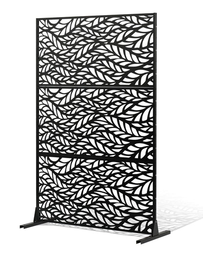 VEVOR Metal Privacy Screen, 47" W x 72" H, Outdoor Privacy Screens & Panels, Freestanding Outdoor Divider with Stand, 3-Panel Decorative Garden Steel Privacy Fence for Balcony Patio Indoor Room Black - DLSHWYSPMJS7J715TV0 - view 1