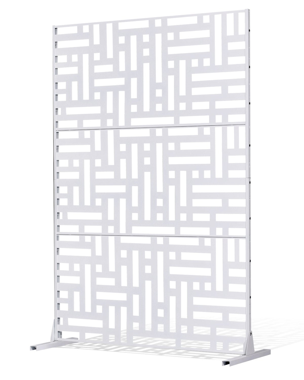 VEVOR Metal Privacy Screen, 47" W x 76" H Outdoor Privacy Screens 3-Panel, Freestanding Outdoor Divider with Stand, Decorative Garden Steel Privacy Fence for Balcony Patio Indoor Room Hot Tub White - DLSHWYSPMJS7WAS68V0 - view 1