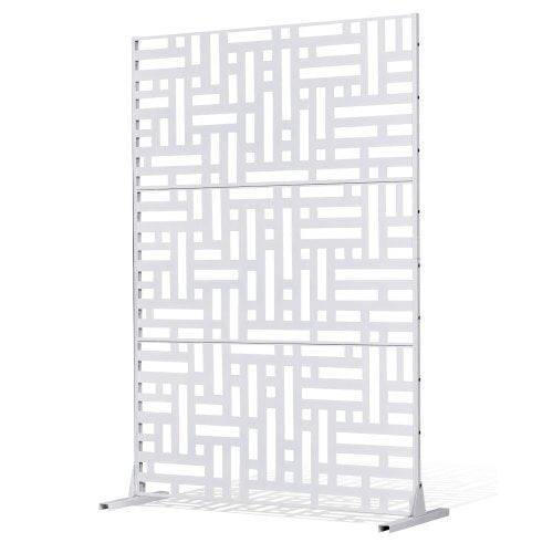 VEVOR Metal Privacy Screen, 47" W x 76" H Outdoor Privacy Screens 3-Panel, Freestanding Outdoor Divider with Stand, Decorative Garden Steel Privacy Fence for Balcony Patio Indoor Room Hot Tub White - DLSHWYSPMJS7WAS68V0 - view 2