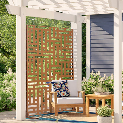 VEVOR Metal Privacy Screen, 47" W x 76" H, Outdoor Privacy Screens 3-Panel, Freestanding Outdoor Divider with Stand, Decorative Garden Steel Privacy Fence for Balcony Patio Indoor Room Hot Tub Brown - DLSHWYSPMJS7ZTJD3V0 - view 9