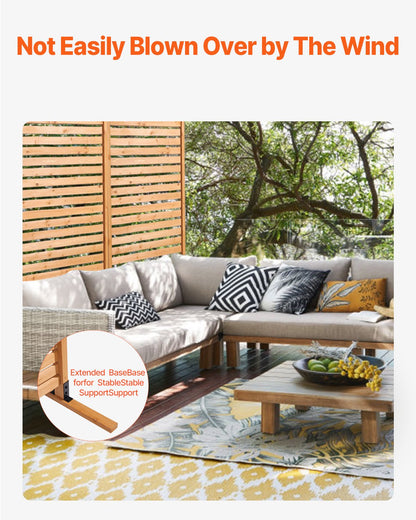 VEVOR Wooden Privacy Screen, 36" W x 76" H Outdoor Privacy Screen, Freestanding Wood Privacy Panel with Stand, Decorative Patio Privacy Screen, Outdoor Divider for Balcony Patio Lawn Garden - DLSHWYSPMMZ3N1PEVV0 - view 4