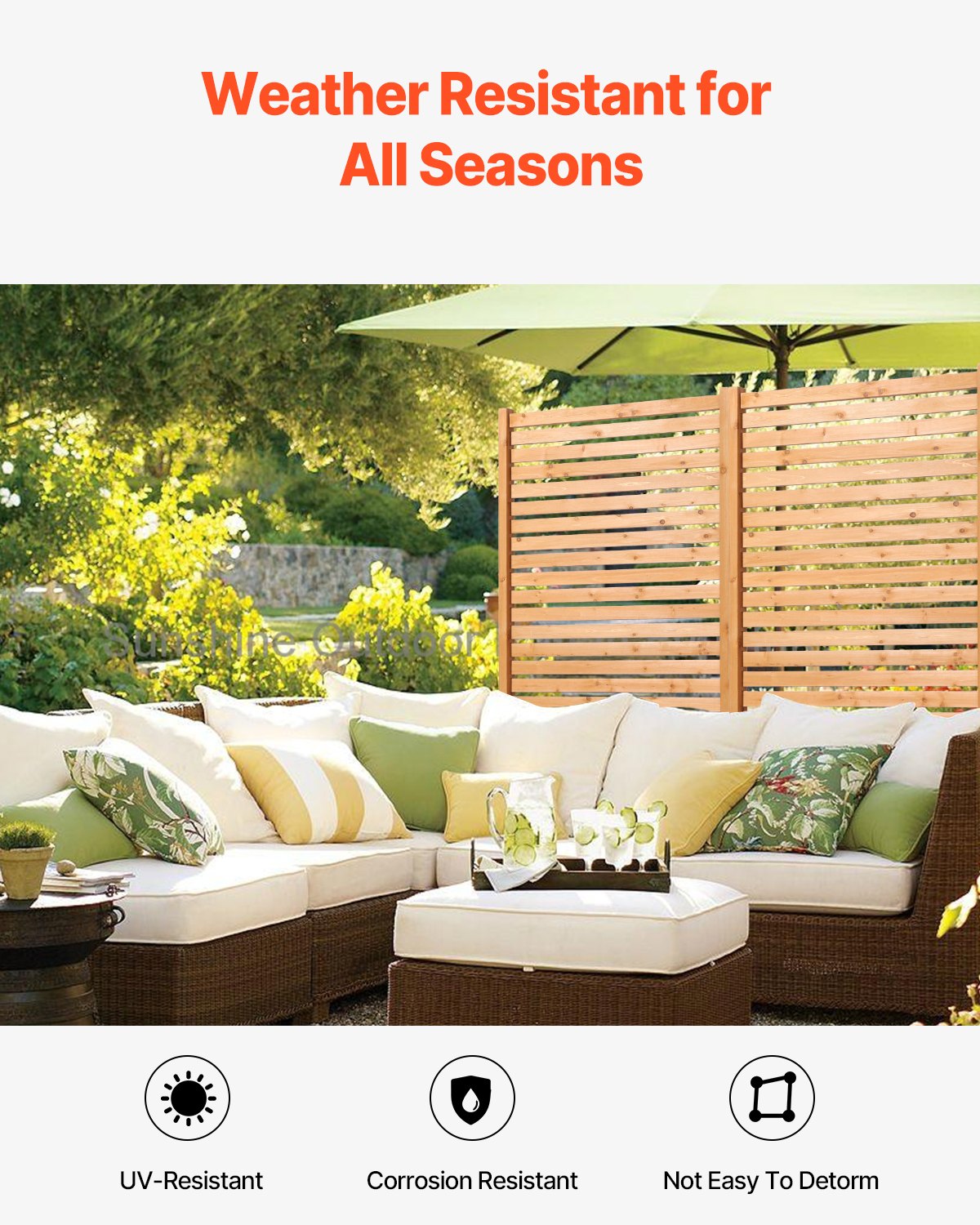 VEVOR Wooden Privacy Screen, 36" W x 76" H Outdoor Privacy Screen, Freestanding Wood Privacy Panel with Stand, Decorative Patio Privacy Screen, Outdoor Divider for Balcony Patio Lawn Garden - DLSHWYSPMMZ3N1PEVV0 - view 5