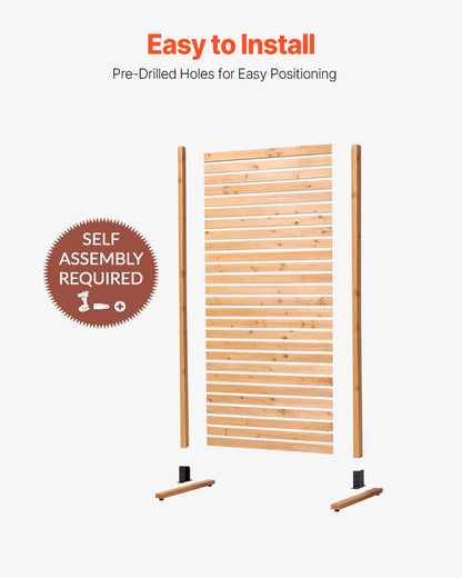 VEVOR Wooden Privacy Screen, 36" W x 76" H Outdoor Privacy Screen, Freestanding Wood Privacy Panel with Stand, Decorative Patio Privacy Screen, Outdoor Divider for Balcony Patio Lawn Garden - DLSHWYSPMMZ3N1PEVV0 - view 6