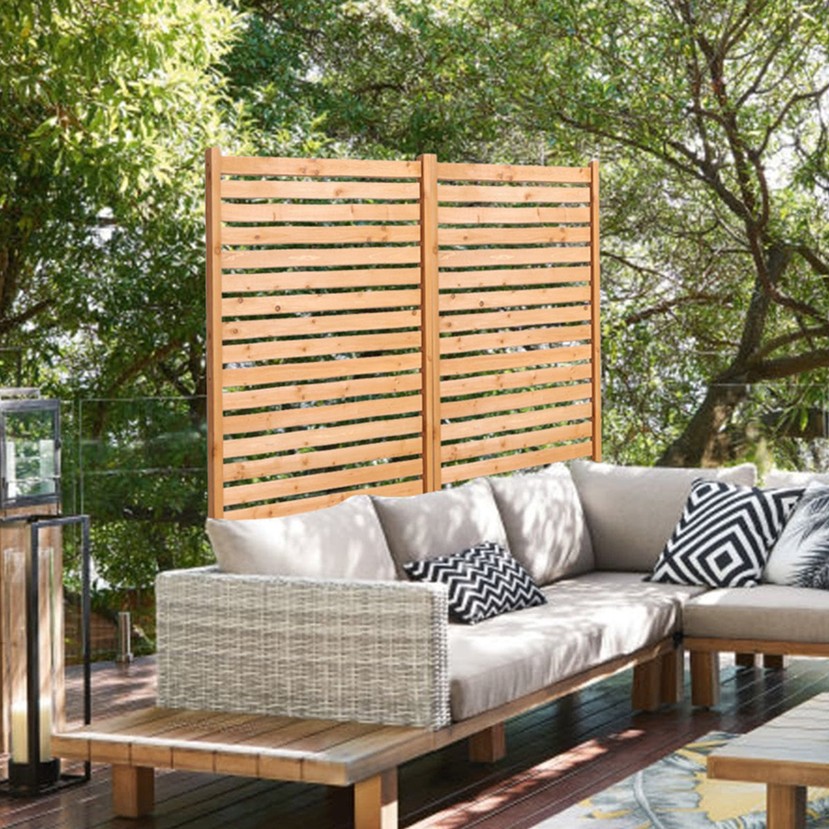 VEVOR Wooden Privacy Screen, 36" W x 76" H Outdoor Privacy Screen, Freestanding Wood Privacy Panel with Stand, Decorative Patio Privacy Screen, Outdoor Divider for Balcony Patio Lawn Garden - DLSHWYSPMMZ3N1PEVV0 - view 9