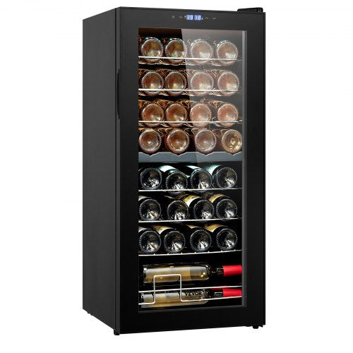 VEVOR 32-Bottle Wine Cooler, Dual Zone & Dual Temperature Wine Fridge, Freestanding Refrigerator with Digital Control, Tempered Glass Door with UV Protection, Red & White Wine Storage for Home Bar - DLSJJBXJJDZS30P98V1 - view 2