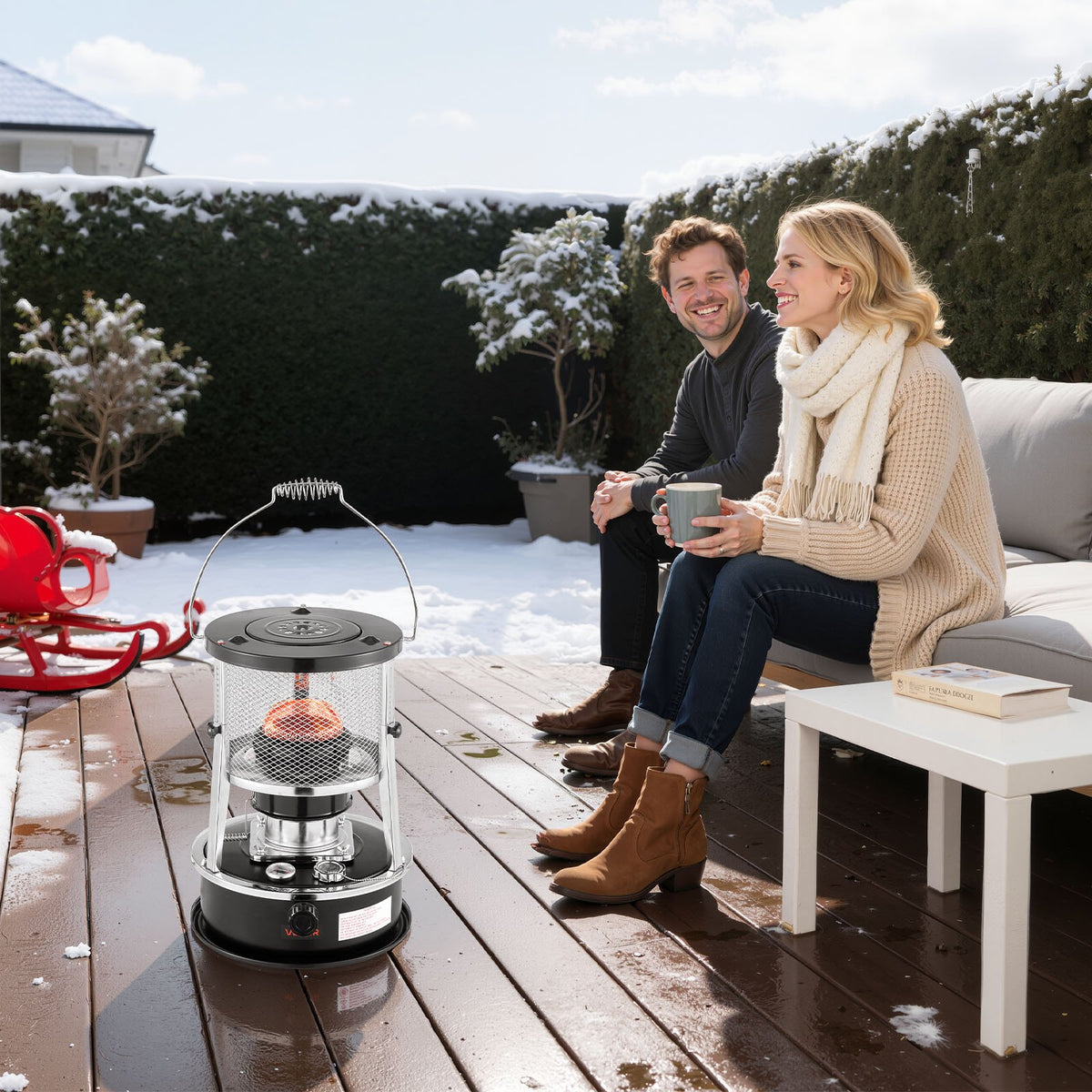 VEVOR 9000 BTU Portable Kerosene Heater & Stove, 2 in 1 Non-Electric Indoor Outdoor Heater with Adjustable Height & Flame & Easy Storage,for Camping, Hunting, Cooking, Home, Garage, Black - DLSMYQNQTZ90VE6P6002V0 - view 9