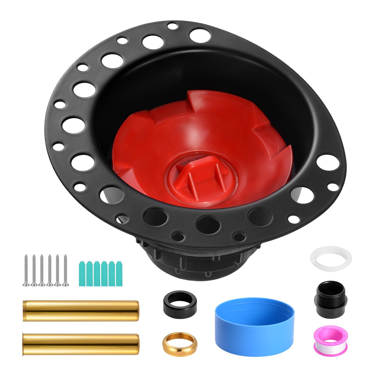 VEVOR ABS Freestanding Tub Drain Kit, 2 Brass Tail Pipes, Bathtub Drain Rough-in Kit, with ABS Adapter of Tailpiece, Compatible with Freestanding Bathtubs, Floor Mounted Bathtubs and Island Bathtubs - DLSYGPSGABSTACIYLV0 - view 1