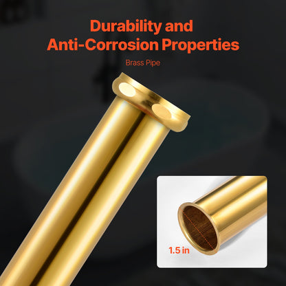 VEVOR ABS Freestanding Tub Drain Kit, 2 Brass Tail Pipes, Bathtub Drain Rough-in Kit, with ABS Adapter of Tailpiece, Compatible with Freestanding Bathtubs, Floor Mounted Bathtubs and Island Bathtubs - DLSYGPSGABSTACIYLV0 - view 5
