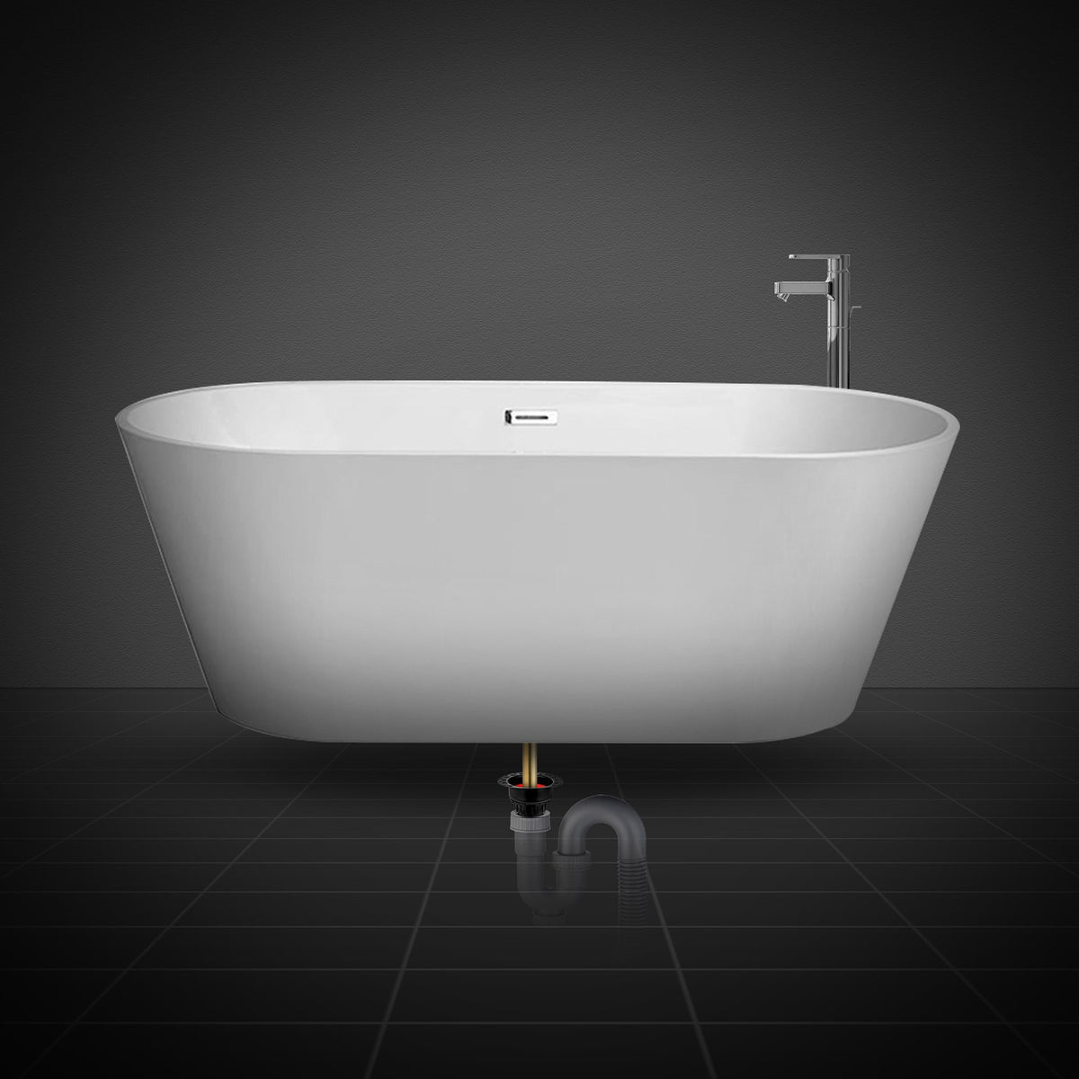 VEVOR ABS Freestanding Tub Drain Kit, 2 Brass Tail Pipes, Bathtub Drain Rough-in Kit, with ABS Adapter of Tailpiece, Compatible with Freestanding Bathtubs, Floor Mounted Bathtubs and Island Bathtubs - DLSYGPSGABSTACIYLV0 - view 9