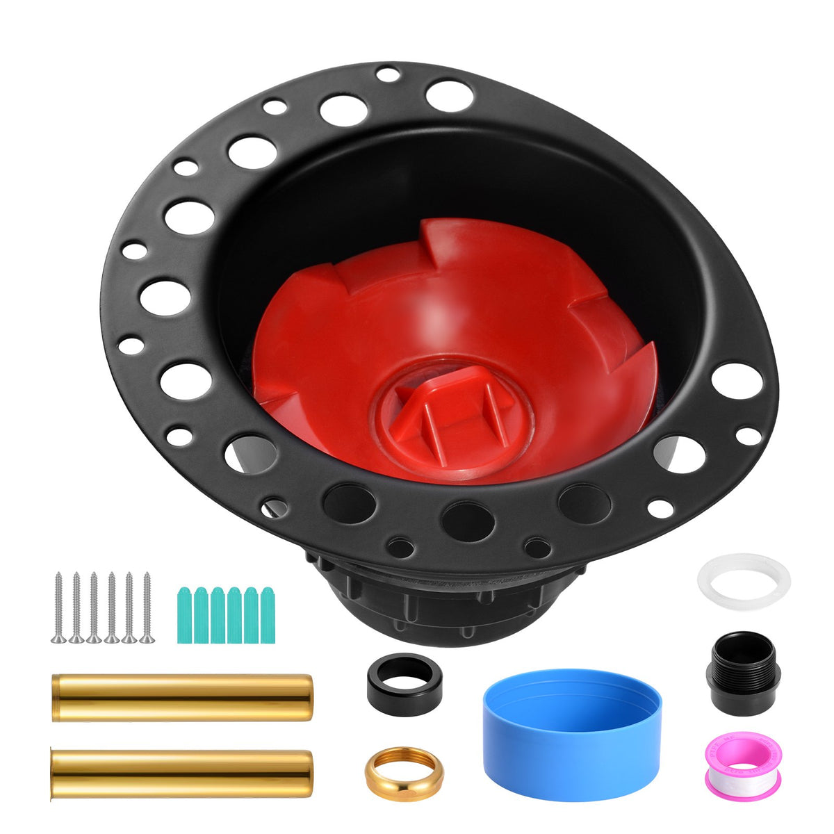 VEVOR ABS Freestanding Tub Drain Kit, 2 Brass Tail Pipes, Bathtub Drain Rough-in Kit, with ABS Adapter of Tailpiece, Compatible with Freestanding Bathtubs, Floor Mounted Bathtubs and Island Bathtubs - DLSYGPSGABSTACIYLV0 - view 10