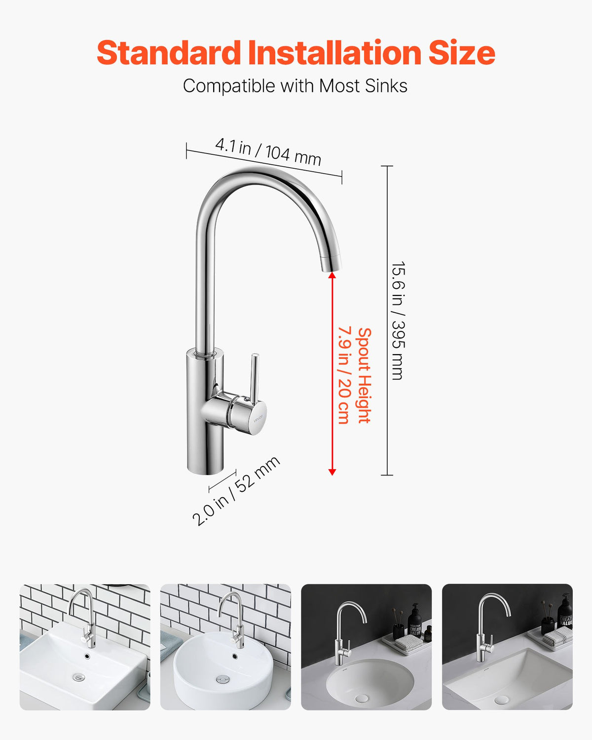 VEVOR Touchless Kitchen Bar Sink Faucet, Single Handle Automatic Motion Sensor Bathroom Faucet, Hands-Free Adjustable Cold Hot Water Mixer Flexible Swivel for 9/16 in Pipe,Chrome Plated Silver - DLTDGSDHZDLRKLXL7001V9 - view 4