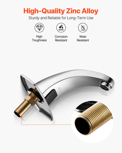 VEVOR Touchless Bathroom Sink Faucet, Automatic Motion Sensor Restroom Toilet Faucet Cold Water with Hole Cover Plate, Battery Operated for 9/16 in Pipe Commercial Lavatory,Chrome Plated Silver,G233M - DLTDLWSBZDHT04H14001V9 - view 7