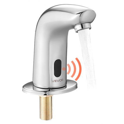 VEVOR Touchless Bathroom Sink Faucet, Automatic Motion Sensor Restroom Toilet Faucet Cold Water with Hole Cover Plate, Battery Operated for 9/16 in Pipe Commercial Lavatory,Chrome Plated Silver G112M - DLTDLWSBZDTE4KZM5001V9 - view 2