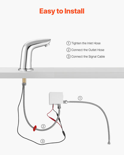 VEVOR Touchless Bathroom Sink Faucet, Automatic Motion Sensor Restroom Toilet Faucet Cold Water with Hole Cover Plate, Battery Operated for 9/16 in Pipe Commercial Lavatory,Chrome Plated Silver G112M - DLTDLWSBZDTE4KZM5001V9 - view 5