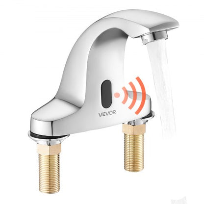 VEVOR Touchless Bathroom Sink Faucet, Automatic Motion Sensor Restroom Toilet Faucet Cold Water with Hole Cover Plate, Battery Operated for 9/16 in Pipe Commercial Lavatory,Chrome Plated Silver - DLTDLWSBZDYJQ5PIT001V9 - view 2