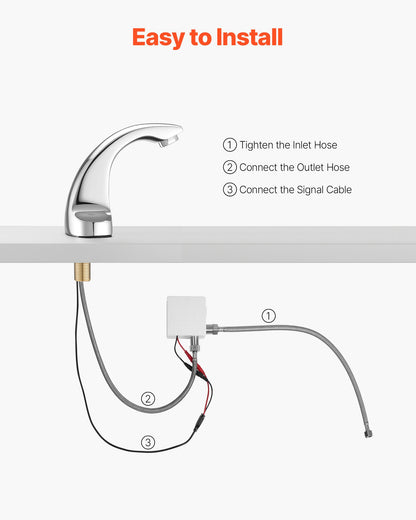 VEVOR Touchless Bathroom Sink Faucet, Automatic Motion Sensor Restroom Toilet Faucet Cold Water with Hole Cover Plate, Battery Operated for 9/16 in Pipe Commercial Lavatory,Chrome Plated Silver - DLTDLWSBZDYJQ5PIT001V9 - view 5