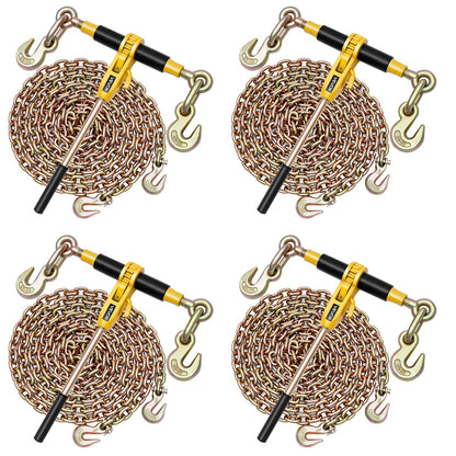 VEVOR Ratchet Chain Binder, 3/8 in x 20 ft G80 Chains, 9200 lbs Working Load of Ratchet Load Binder, Chains and Binders Set, Tie Down Hauling Chain Binders for Hauling, Towing, Logging, Lifting - DLTJLLJQ4PCSLEUKA001V0 - view 1