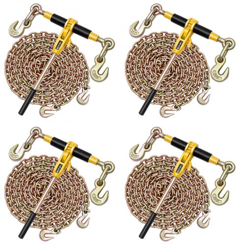 VEVOR Ratchet Chain Binder, 3/8 in x 20 ft G80 Chains, 9200 lbs Working Load of Ratchet Load Binder, Chains and Binders Set, Tie Down Hauling Chain Binders for Hauling, Towing, Logging, Lifting - DLTJLLJQ4PCSLEUKA001V0 - view 2