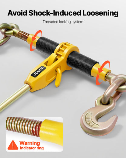 VEVOR Ratchet Chain Binder, 3/8 in x 20 ft G80 Chains, 9200 lbs Working Load of Ratchet Load Binder, Chains and Binders Set, Tie Down Hauling Chain Binders for Hauling, Towing, Logging, Lifting - DLTJLLJQ4PCSLEUKA001V0 - view 6