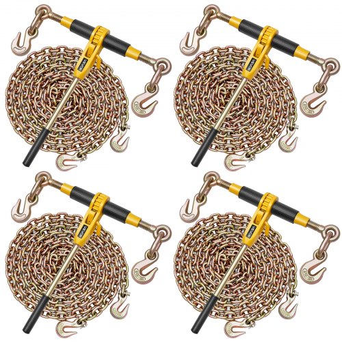 VEVOR Ratchet Chain Binder, 5/16 in x 14 ft G80 Chains, 8000 lbs Working Load of Ratchet Load Binder, Chains and Binders Set, Tie Down Hauling Chain Binders for Hauling, Towing, Logging (4 Sets) - DLTJLLJQ4T15QFJ4R001V0 - view 2