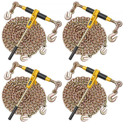VEVOR Ratchet Chain Binder, 5/16 in x 14 ft G80 Chains, 8000 lbs Working Load of Ratchet Load Binder, Chains and Binders Set, Tie Down Hauling Chain Binders for Hauling, Towing, Logging (4 Sets) - DLTJLLJQ4T15QFJ4R001V0 - view 2