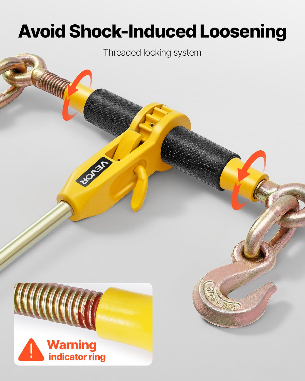 VEVOR Ratchet Chain Binder, 5/16 in x 14 ft G80 Chains, 8000 lbs Working Load of Ratchet Load Binder, Chains and Binders Set, Tie Down Hauling Chain Binders for Hauling, Towing, Logging (4 Sets) - DLTJLLJQ4T15QFJ4R001V0 - view 6