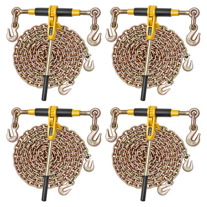 VEVOR Ratchet Chain Binder, 5/16 in x 12.8 ft G80 Chains, 8000 lbs Working Load of Ratchet Load Binder, Chains and Binders Set, Tie Down Hauling Chain Binders for Hauling, Towing, Logging (4 Sets) - DLTJLLJQ4T15QFJ4R002V0 - view 1