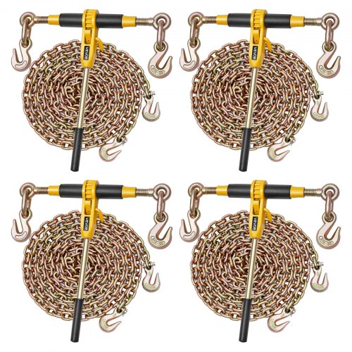 VEVOR Ratchet Chain Binder, 5/16 in x 12.8 ft G80 Chains, 8000 lbs Working Load of Ratchet Load Binder, Chains and Binders Set, Tie Down Hauling Chain Binders for Hauling, Towing, Logging (4 Sets) - DLTJLLJQ4T15QFJ4R002V0 - view 2