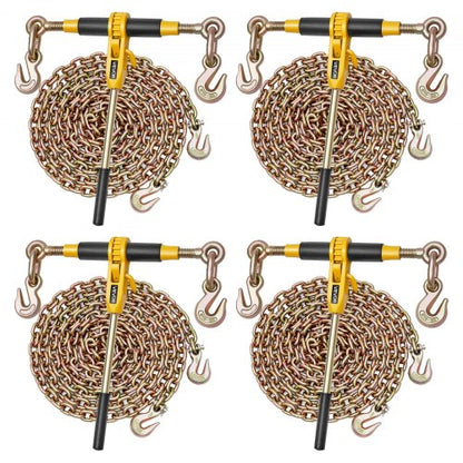 VEVOR Ratchet Chain Binder, 5/16 in x 12.8 ft G80 Chains, 8000 lbs Working Load of Ratchet Load Binder, Chains and Binders Set, Tie Down Hauling Chain Binders for Hauling, Towing, Logging (4 Sets) - DLTJLLJQ4T15QFJ4R002V0 - view 2