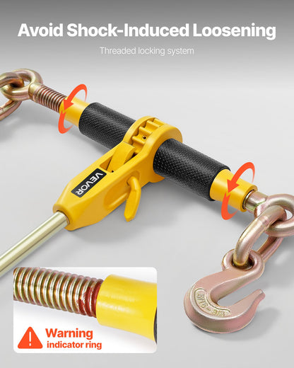 VEVOR Ratchet Chain Binder, 5/16 in x 12.8 ft G80 Chains, 8000 lbs Working Load of Ratchet Load Binder, Chains and Binders Set, Tie Down Hauling Chain Binders for Hauling, Towing, Logging (4 Sets) - DLTJLLJQ4T15QFJ4R002V0 - view 6
