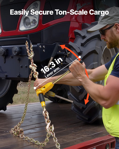 VEVOR Ratchet Chain Binder, 5/16 in x 12.8 ft G80 Chains, 8000 lbs Working Load of Ratchet Load Binder, Chains and Binders Set, Tie Down Hauling Chain Binders for Hauling, Towing, Logging (4 Sets) - DLTJLLJQ4T15QFJ4R002V0 - view 7
