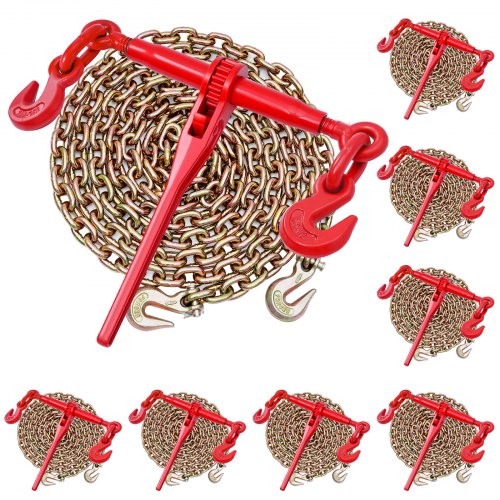 VEVOR Ratchet Chain Binder, 3/8 in x 10 ft G80 Chains, 9200 lbs Working Load of Ratchet Load Binder, Chains and Binders Set, Tie Down Hauling Chain Binders for Hauling, Towing, Logging, Lifting - DLTJLLJQ8JT19ZN6N001V0 - view 2