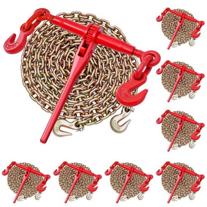 VEVOR Ratchet Chain Binder, 3/8 in x 10 ft G80 Chains, 9200 lbs Working Load of Ratchet Load Binder, Chains and Binders Set, Tie Down Hauling Chain Binders for Hauling, Towing, Logging, Lifting - DLTJLLJQ8JT19ZN6N001V0 - view 2