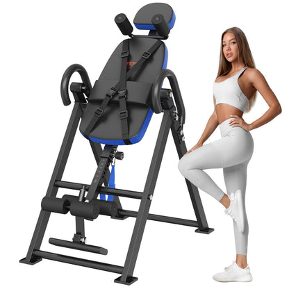 VEVOR Inversion Table, 300 lbs Capacity Heavy Duty Inversion Table, Decompression Back Stretcher Machine, Strength Training Equipment with Headrest, Ankle Lock, Adjustable Protective Belt, Blue/Black - DLTLHSPPTKBPR0IUTV0 - view 1