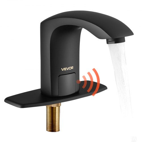 VEVOR Touchless Bathroom Sink Faucet, Automatic Motion Sensor Restroom Toilet Faucet with Hole Cover Plate, Battery Operated,Adjustable Temperature for 9/16 in Pipe Commercial Lavatory,Matte Black - DLTLRWSBZDHXEXA3G001V9 - view 2