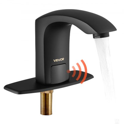 VEVOR Touchless Bathroom Sink Faucet, Automatic Motion Sensor Restroom Toilet Faucet with Hole Cover Plate, Battery Operated,Adjustable Temperature for 9/16 in Pipe Commercial Lavatory,Matte Black - DLTLRWSBZDHXEXA3G001V9 - view 2