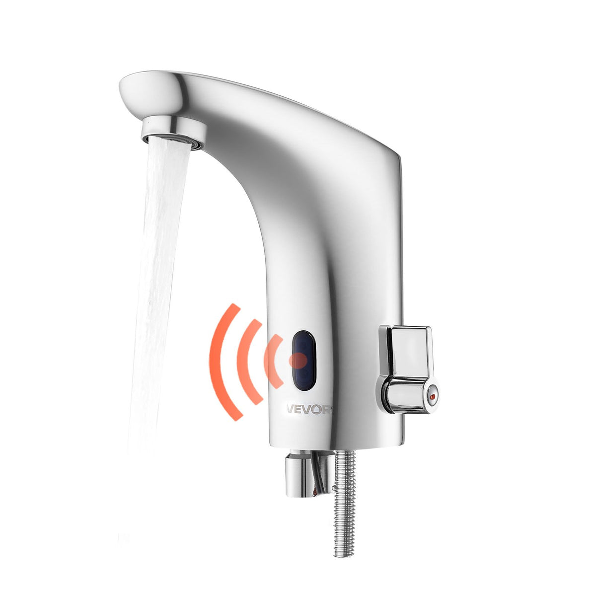 VEVOR Touchless Bathroom Sink Faucet, Automatic Motion Sensor Restroom Toilet Faucet, HandsFree Adjustable Cold Hot Single Handle Water Mixer Battery Operated for 9/16 in Pipe,Chrome Plated Silver - DLTLRXSBZDYTKPRAP001V9 - view 1