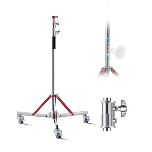 VEVOR Heavy Duty Light Stand with Casters, Max Height 10.5 ft/320 cm, Adjustable Tripod Stand with Stainless Steel, Photography Wheeled Base Stand, for Studio Softbox, Monolight, Reflector Shooting - DLTXJWHJ3M00E0BQ1V0 - view 2