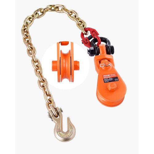 VEVOR 2 Ton Snatch Block with G80 Chain, Swivel Shackle, 3" Sheave for 3/8" Wire Rope, Snatch Block Pulley for Towing and Recovery Applications on Flatbed Tow Truck Rollback Wrecker Car Carrier Cable - DLTZQHL4400IX54JIV0 - view 2