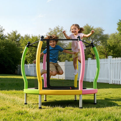 VEVOR Trampoline for Kids, Toddler Mini Trampoline, 132 lbs Capacity Indoor Outdoor Play Toys with Enclosure Net and Basketball Hoop, Easy to Assemble, Christmas Toys Birthday Gifts for Girls Boys - DLXDWBCBDTG026E1U001V0 - view 9