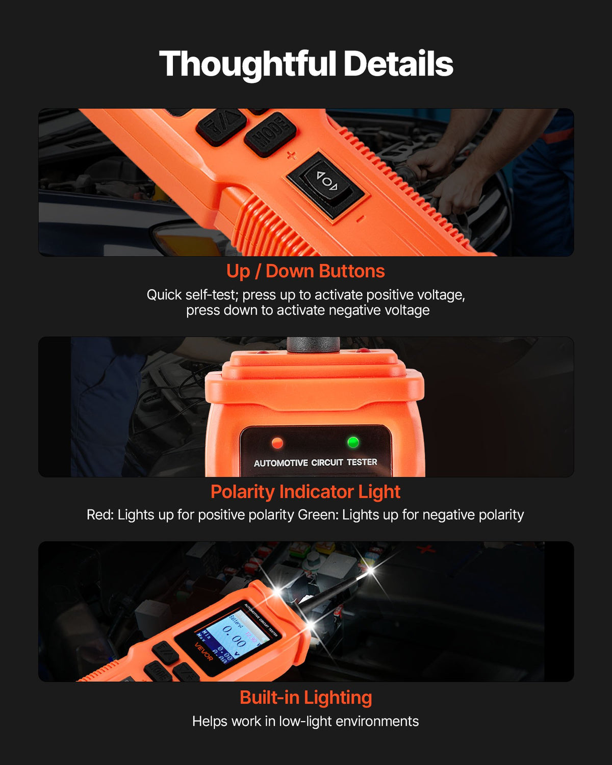 VEVOR Automotive Circuit Tester, 8 - 35 DCV Power Circuit Probe Tester with TFT Color Display and Lighting, Automotive Power Tester Probe with 19.7 ft / 6 m Cable, 2-in-1 Electrical Detector Finder - DLXQCDLCSYKCU5I6M001V9 - view 7