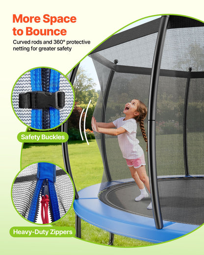 VEVOR Outdoor Trampoline, 12FT Recreational Trampoline, ASTM Approved Trampolines with Enclosure Net & Thickened Pad, Max 400 lbs Weight Capacity, Anti-Rust Backyard Trampolines for Kids & Adults - DLXYXBC12YCWTUJ15001V0 - view 4