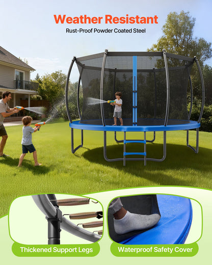 VEVOR Outdoor Trampoline, 12FT Recreational Trampoline, ASTM Approved Trampolines with Enclosure Net & Thickened Pad, Max 400 lbs Weight Capacity, Anti-Rust Backyard Trampolines for Kids & Adults - DLXYXBC12YCWTUJ15001V0 - view 6
