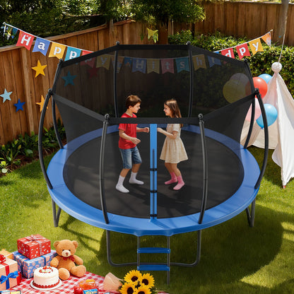 VEVOR Outdoor Trampoline, 12FT Recreational Trampoline, ASTM Approved Trampolines with Enclosure Net & Thickened Pad, Max 400 lbs Weight Capacity, Anti-Rust Backyard Trampolines for Kids & Adults - DLXYXBC12YCWTUJ15001V0 - view 9