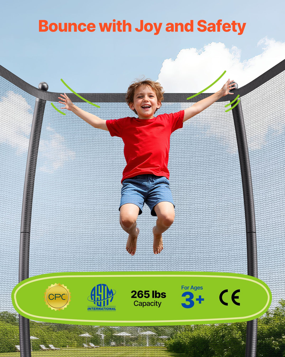 VEVOR Outdoor Trampoline, 16FT Recreational Trampoline, ASTM Approved Trampolines with Enclosure Net & Thickened Pad, Max 475 lbs Weight Capacity, Anti-Rust Backyard Trampolines for Kids & Adults - DLXYXBCWG16YBOKFQ001V0 - view 3