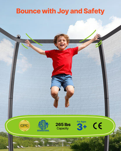 VEVOR Outdoor Trampoline, 16FT Recreational Trampoline, ASTM Approved Trampolines with Enclosure Net & Thickened Pad, Max 475 lbs Weight Capacity, Anti-Rust Backyard Trampolines for Kids & Adults - DLXYXBCWG16YBOKFQ001V0 - view 3