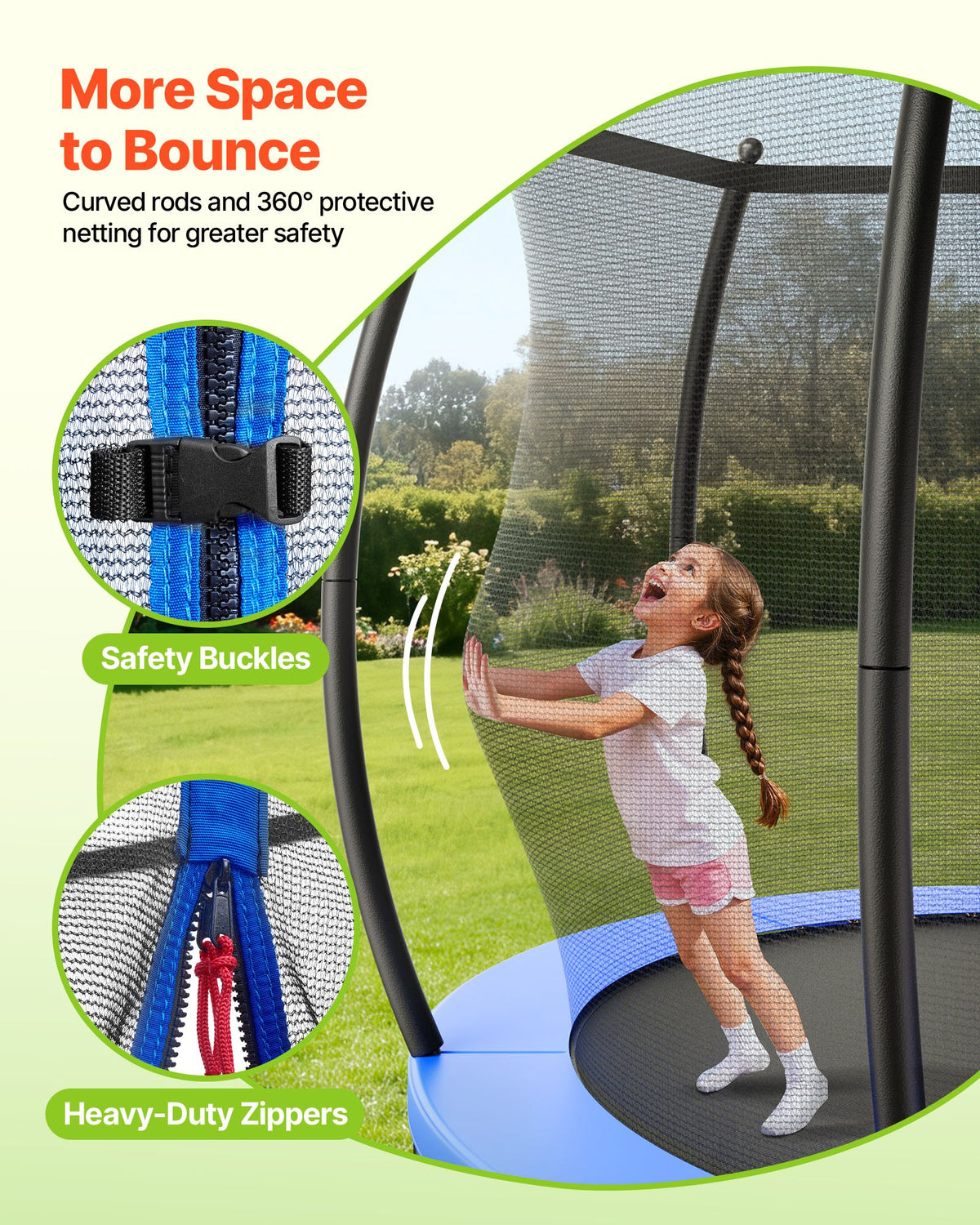 VEVOR Outdoor Trampoline, 16FT Recreational Trampoline, ASTM Approved Trampolines with Enclosure Net & Thickened Pad, Max 475 lbs Weight Capacity, Anti-Rust Backyard Trampolines for Kids & Adults - DLXYXBCWG16YBOKFQ001V0 - view 4