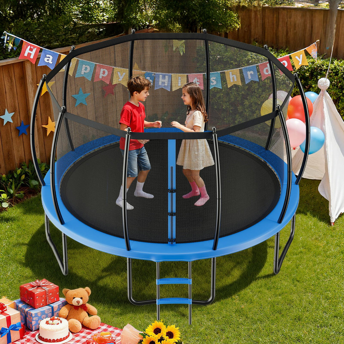 VEVOR Outdoor Trampoline, 16FT Recreational Trampoline, ASTM Approved Trampolines with Enclosure Net & Thickened Pad, Max 475 lbs Weight Capacity, Anti-Rust Backyard Trampolines for Kids & Adults - DLXYXBCWG16YBOKFQ001V0 - view 9