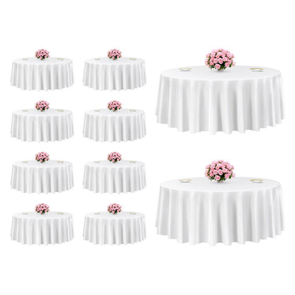 VEVOR White Round Tablecloths 10 Pack, 120 Inches in Diameter, Stain- & Wrinkle- Resistant, Machine Washable Table Clothes, Polyester Fabric Table Covers for Wedding, Party, Banquet, Formal Events - DLZB120YCBS1OB0GB001V0 - view 1